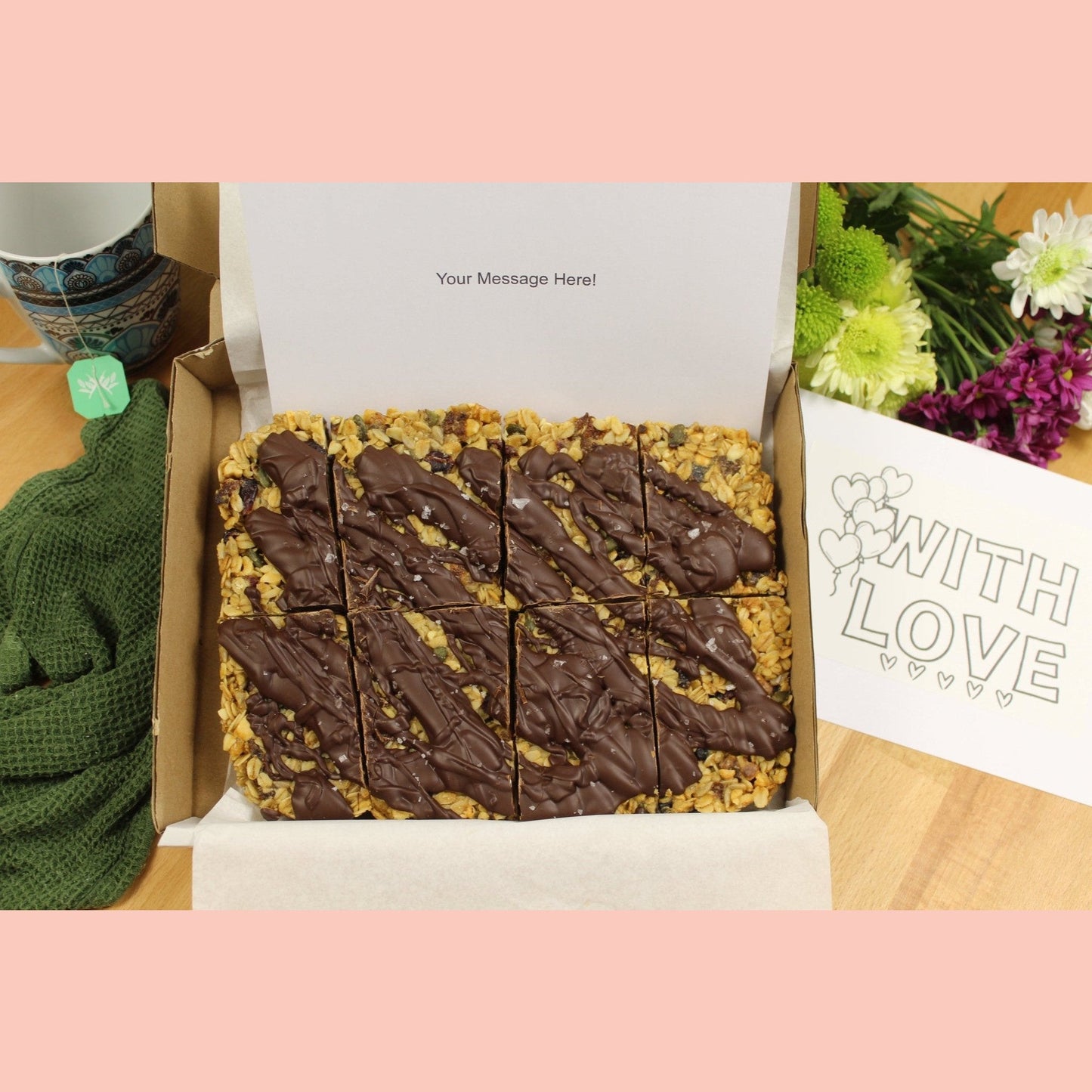8 Vegan Fruit and Nut Flapjacks with Dark Chocolate and Sea Salt - Ashlan Bakery